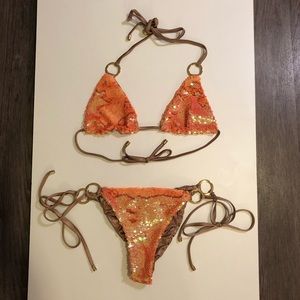 BeachBunny Siren Sequin Bikini Orange Kylie Jenner